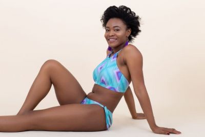 GEOMETRIC Regular bikini bottom with ties